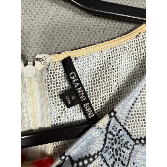 Gianni Bini Blue Geo Lace Ruffle Mini Dress Size 4 - Picture 5 of 5